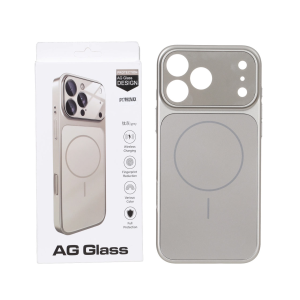 قاب اورجینال AG Glass محافظ لنز برجسته براق Magsafe مدل Apple iPhone 17 Pro Max - خاکستری