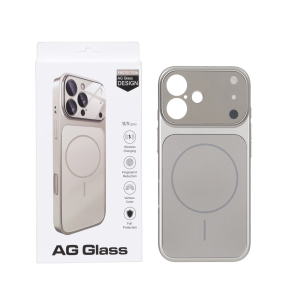 قاب اورجینال AG Glass محافظ لنز برجسته براق Magsafe مدل Apple iPhone 16 - خاکستری