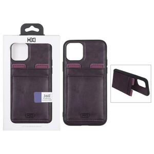 قاب اورجینال HDD چرمی جاکارتی مگنتی استندشو Apple iPhone 11 Pro - بنفش (پک دار)