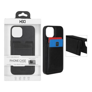 قاب اورجینال HDD چرمی جاکارتی مگنتی استندشو Apple iPhone 13 / iPhone 14 - مشکی (پک دار)