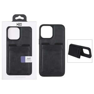 قاب اورجینال HDD چرمی جاکارتی مگنتی استندشو Apple iPhone 13 Pro Max - مشکی (پک دار)