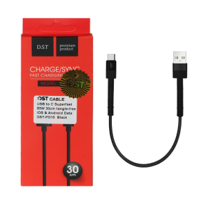 کابل شارژ PD و فست 30 سانتی پاوربانک Type-C مدل X-15 60W - مشکی - DST (گارانتی شش ماهه)