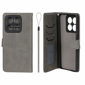 کیف موبایل مگنتی درجه یک داخل خز MNC Plus مدل Xiaomi Mi 14T - خاکستری