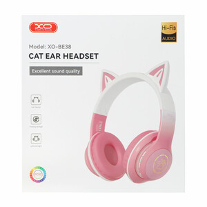 هدفون بی سیم XO مدل Cat Ear BE38 - صورتی