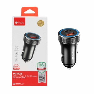 شارژر فندکی 38W فست و PD دو پورت ProOne مدل PCG25