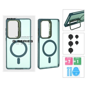 قاب Case Pro لنز آلومینیومی مات Magsafe با ست محافظ لنز رینگی مدل Samsung Galaxy S25 Ultra - سبز (پک دار)