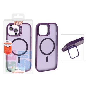 قاب Case Pro لنز آلومینیومی مات Magsafe با ست محافظ لنز رینگی مدل Apple iPhone 13 / iPhone 14 - بنفش (پک دار)