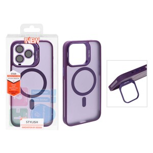 قاب Case Pro لنز آلومینیومی مات Magsafe با ست محافظ لنز رینگی مدل Apple iPhone 13 Pro Max - بنفش (پک دار)