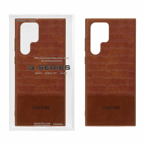 قاب چرمی کروکودیل Samsung Galaxy S22 Ultra - قهوه ای (پک دار)
