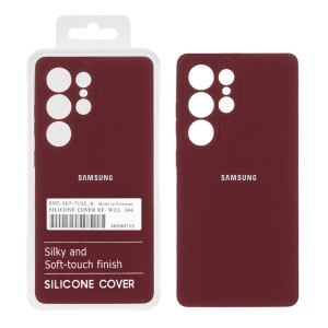 قاب سیلیکونی پاک کنی اورجینال درجه یک Samsung Galaxy S25 Ultra - زرشکی (پک دار)