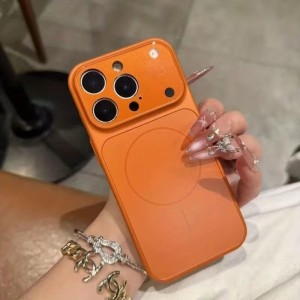 قاب اورجینال AG Glass محافظ لنز برجسته شیشه ای Magsafe مدل Apple iPhone 13 Pro - نارنجی