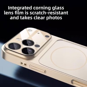 قاب اورجینال AG Glass محافظ لنز برجسته شیشه ای Magsafe مدل Apple iPhone 13 / iPhone 14 - رزگلد