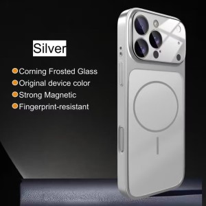 قاب اورجینال AG Glass محافظ لنز برجسته شیشه ای Magsafe مدل Apple iPhone 13 Pro - نقره ای