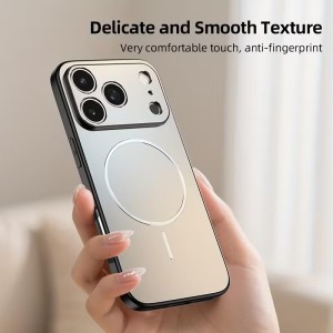 قاب اورجینال AG Glass محافظ لنز برجسته شیشه ای Magsafe مدل Apple iPhone 12 Pro Max - نقره ای