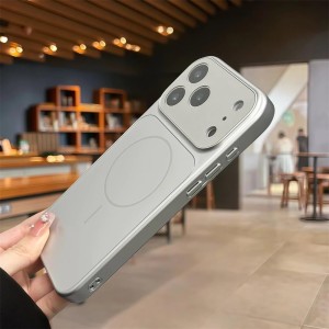 قاب اورجینال AG Glass محافظ لنز برجسته شیشه ای Magsafe مدل Apple iPhone 12 Pro Max - نقره ای