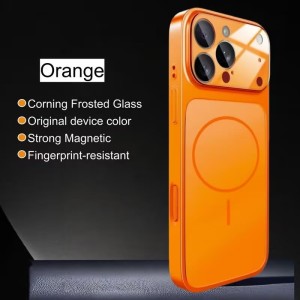 قاب اورجینال AG Glass محافظ لنز برجسته شیشه ای Magsafe مدل Apple iPhone 12 Pro Max - نارنجی