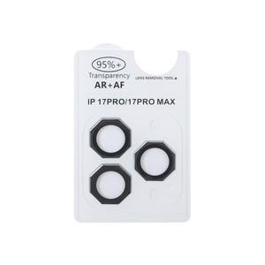 محافظ لنز رینگی اورجینال شابلون دار AR AF مدل Apple iPhone 17 Pro Max / 17 Pro - سرمه ای
