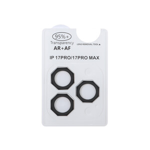 محافظ لنز رینگی اورجینال شابلون دار AR AF مدل Apple iPhone 17 Pro Max / 17 Pro - مشکی
