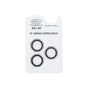 محافظ لنز رینگی اورجینال شابلون دار AR AF مدل Apple iPhone 16 Pro Max / 16 Pro - نقره ای