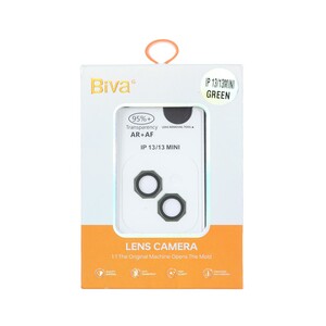 محافظ لنز رینگی اورجینال Biva شابلون دار AR AF مدل Apple iPhone 13 / 13 Mini - سبز (پک دار)