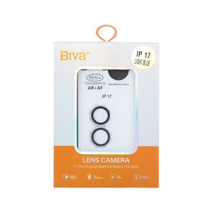 محافظ لنز رینگی اورجینال Biva شابلون دار AR AF مدل Apple iPhone 17 - آبی روشن (پک دار)