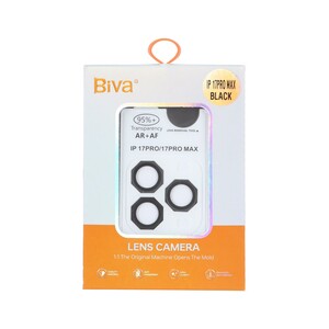 محافظ لنز رینگی اورجینال Biva شابلون دار AR AF مدل Apple iPhone 17 Pro Max / 17 Pro - مشکی (پک دار)