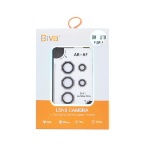 محافظ لنز رینگی اورجینال Biva شابلون دار AR AF مدل Samsung Galaxy S24 Ultra - بنفش (پک دار)