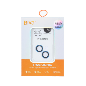 محافظ لنز رینگی اورجینال Biva شابلون دار AR AF مدل Apple iPhone 13 / 13 Mini - آبی (پک دار)