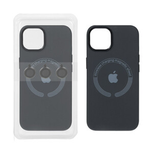 قاب سیلیکونی اورجینال Magsafe با ست محافظ لنز رینگی Apple iPhone 13 / iPhone 14 - خاکستری (پک دار)