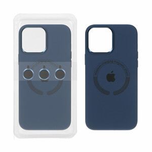 قاب سیلیکونی اورجینال Magsafe با ست محافظ لنز رینگی Apple iPhone 13 Pro Max - سرمه ای (پک دار)