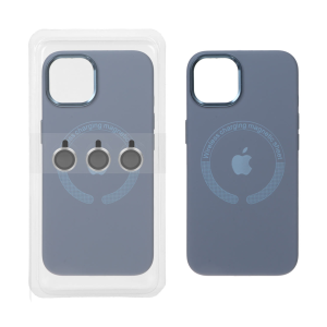 قاب سیلیکونی اورجینال Magsafe با ست محافظ لنز رینگی Apple iPhone 13 / iPhone 14 - فیلی (پک دار)