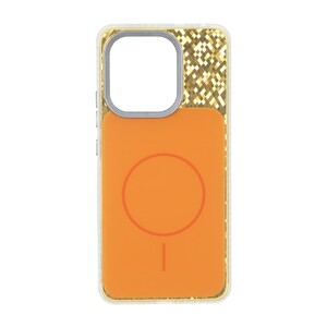 قاب مستطیلی طرح مگ سیف شطرنجی براق لنز کربن Xiaomi Redmi Note 13 4G - نارنجی