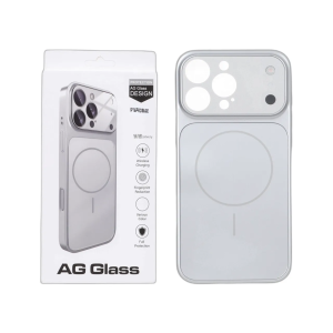قاب اورجینال AG Glass محافظ لنز برجسته براق Magsafe مدل Apple iPhone 16 Pro Max - نقره ای
