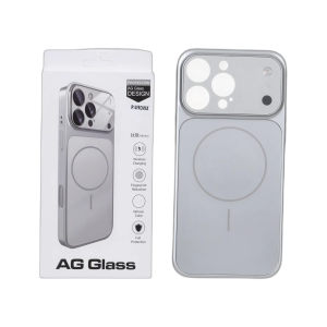 قاب اورجینال AG Glass محافظ لنز برجسته براق Magsafe مدل Apple iPhone 14 Pro Max - نقره ای