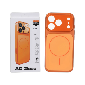 قاب اورجینال AG Glass محافظ لنز برجسته براق Magsafe مدل Apple iPhone 17 Pro - نارنجی