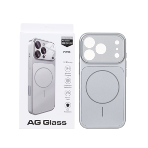 قاب اورجینال AG Glass محافظ لنز برجسته براق Magsafe مدل Apple iPhone 17 Pro - نقره ای
