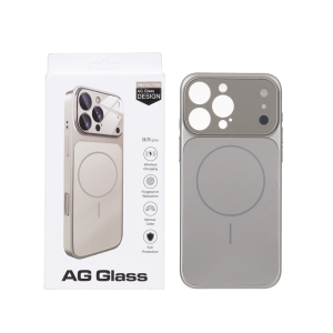 قاب اورجینال AG Glass محافظ لنز برجسته براق Magsafe مدل Apple iPhone 15 Pro - خاکستری