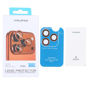 محافظ لنز رینگی اورجینال VIPLATINA شابلون دار Apple iPhone 17 Pro Max / 17 Pro - نارنجی (پک دار)