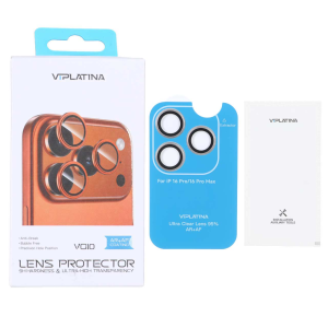 محافظ لنز رینگی اورجینال VIPLATINA شابلون دار Apple iPhone 16 Pro Max / iPhone 16 Pro - خاکستری (پک دار)