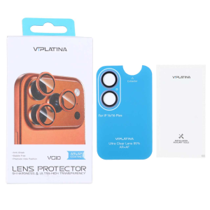 محافظ لنز رینگی اورجینال VIPLATINA شابلون دار Apple iPhone 16 / iPhone 16 Plus - آبی (پک دار)
