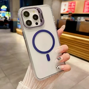 قاب اورجینال Bracket کریستالی MagSafe لنز استندشو Apple iPhone 17 - بنفش (پک دار)