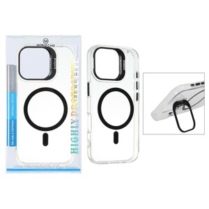 قاب اورجینال Bracket کریستالی MagSafe لنز استندشو Apple iPhone 17 - مشکی (پک دار)