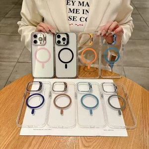 قاب اورجینال Bracket کریستالی MagSafe لنز استندشو Apple iPhone 17 - صحرایی (پک دار)