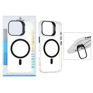 قاب اورجینال Bracket کریستالی MagSafe لنز استندشو Apple iPhone 16 - مشکی (پک دار)