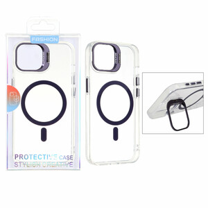 قاب اورجینال Bracket کریستالی MagSafe لنز استندشو Apple iPhone 13 / iPhone 14 - بنفش (پک دار)