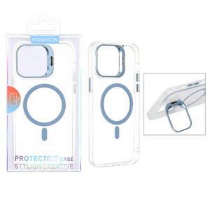 قاب اورجینال Bracket کریستالی MagSafe لنز استندشو Apple iPhone 15 Pro Max - آبی روشن (پک دار)