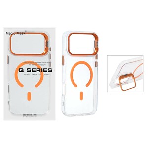 قاب اورجینال Q Series Bracket کریستالی Magsafe لنز استندشو Apple iPhone 17 Pro - نارنجی (پک دار)