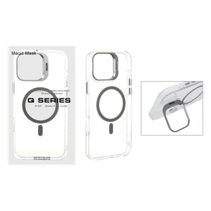 قاب اورجینال Q Series Bracket کریستالی Magsafe لنز استندشو Apple iPhone 16 Pro Max - خاکستری (پک دار)