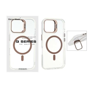 قاب اورجینال Q Series Bracket کریستالی Magsafe لنز استندشو Apple iPhone 16 - قهوه ای (پک دار)