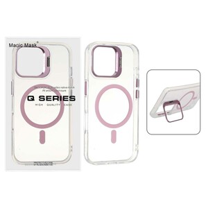 قاب اورجینال Q Series Bracket کریستالی Magsafe لنز استندشو Apple iPhone 16 - صورتی (پک دار)